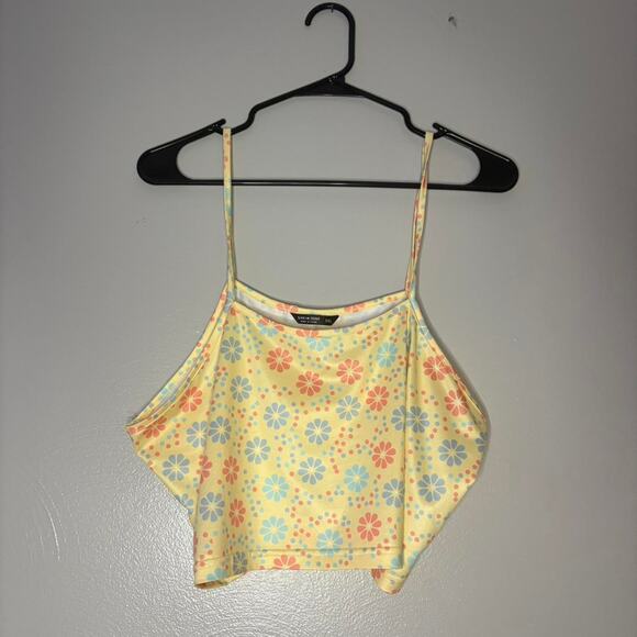 Yellow blue floral print| 90s | Retro Tank top | Boho |Hippie - Picture 1 of 5